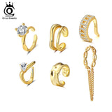 ORSA JEWELS 925 Silver Ear Cuffs Circle Earrings with Zircon