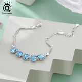 925 Silver Bracelet 3 Colors Austrian Crystal Stone