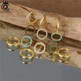 925 Silver Double Circle Zirconia Hoop Drop Earrings