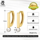 925 Silver Freshwater Pearl Earrings Women 14K Ear Drop Jewelry GPE36