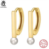 925 Silver Freshwater Pearl Earrings Women 14K Ear Drop Jewelry GPE36
