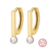 925 Silver Freshwater Pearl Earrings Women 14K Ear Drop Jewelry GPE36