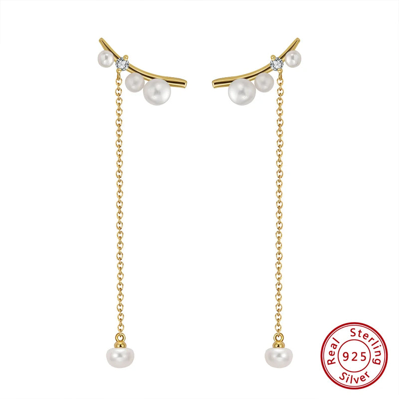 Sterling Silver Pearl Dangle Earrings Freshwater Pearl Jewelry