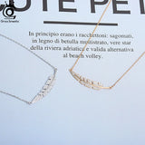 925 Silver Leaf Pendant Zirconia Necklace