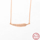 925 Silver Leaf Pendant Zirconia Necklace
