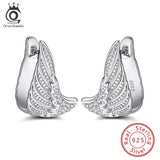 925 Silver Angel Wings Clip Earrings with Zircon Stone