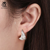 925 Silver Angel Wings Clip Earrings with Zircon Stone