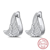 925 Silver Angel Wings Clip Earrings with Zircon Stone