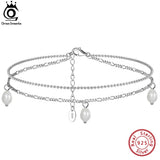 925 Silver Ball&Diamond-Cut Chain Layer Anklet for Women SA41