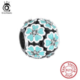 925 Silver Flower Enamel CZ DIY Bracelet Pendant Beads