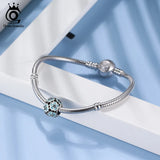 925 Silver Flower Enamel CZ DIY Bracelet Pendant Beads
