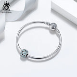 925 Silver Flower Enamel CZ DIY Bracelet Pendant Beads