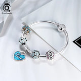 925 Silver Flower Enamel CZ DIY Bracelet Pendant Beads
