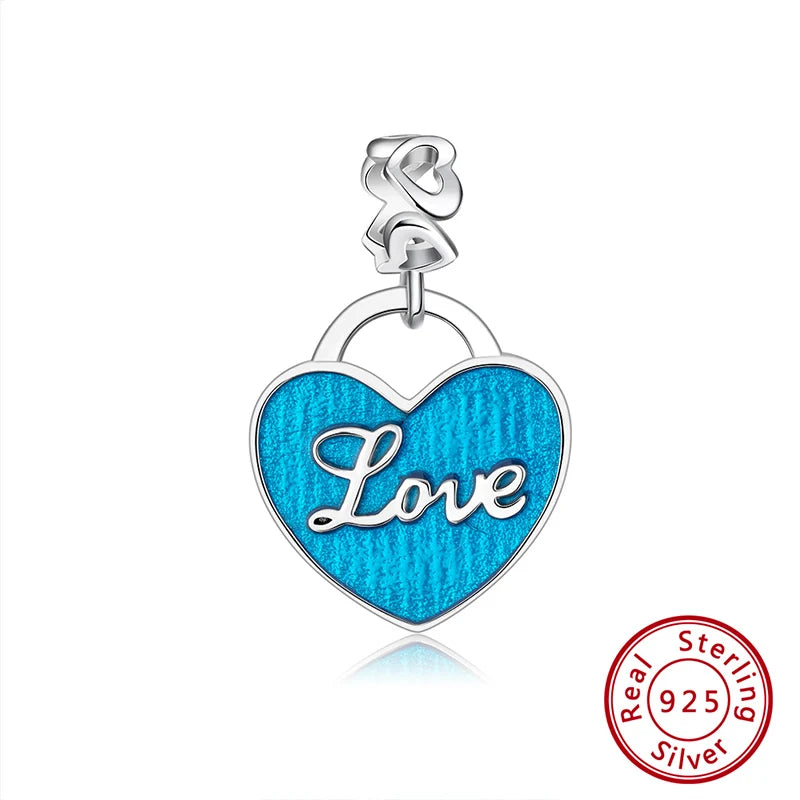 925 Silver Love Dangle Charm Beads for Bracelet Women Jewelry