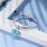 925 Silver Love Dangle Charm Beads for Bracelet Women Jewelry