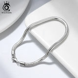 925 Silver Snake Chain Bracelet 6.5-8 Inch SB100