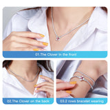 925 Silver Spin Clover Tennis Bracelet Women Girls Wedding Party