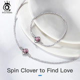 925 Silver Spin Clover Tennis Bracelet Women Girls Wedding Party