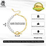 925 Silver Link Chain & Half Baroque 6mm Natural Pearl Bracelet