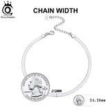 925 Silver Flat Blade Chain Anklet for Women Punk Silver Ankle Jewelry