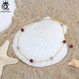 925 Silver Garnet Anklet Women Foot Chain Ankle Jewelry