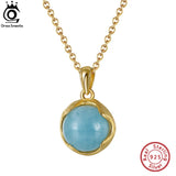 925 Sterling Silver Natural Aquamarine Necklace Pendant
