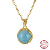 925 Sterling Silver Natural Aquamarine Necklace Pendant