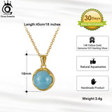 925 Sterling Silver Natural Aquamarine Necklace Pendant
