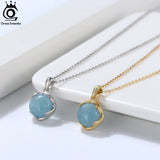925 Sterling Silver Natural Aquamarine Necklace Pendant