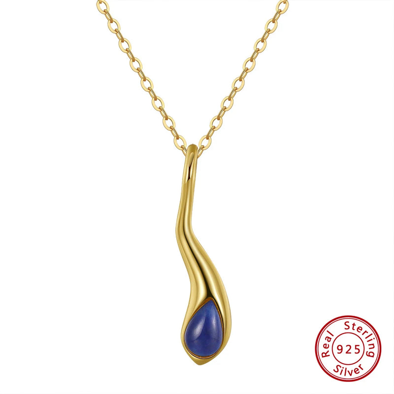 925 Sterling Silver Turquoise Teardrop Pendant Necklace