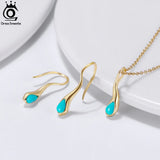 925 Sterling Silver Turquoise Teardrop Pendant Necklace