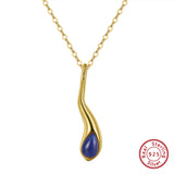 925 Sterling Silver Turquoise Teardrop Pendant Necklace