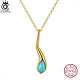 925 Sterling Silver Turquoise Teardrop Pendant Necklace