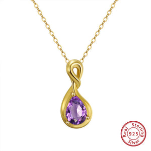 925 Silver Amethyst Citrine Garnet Pendant Necklace