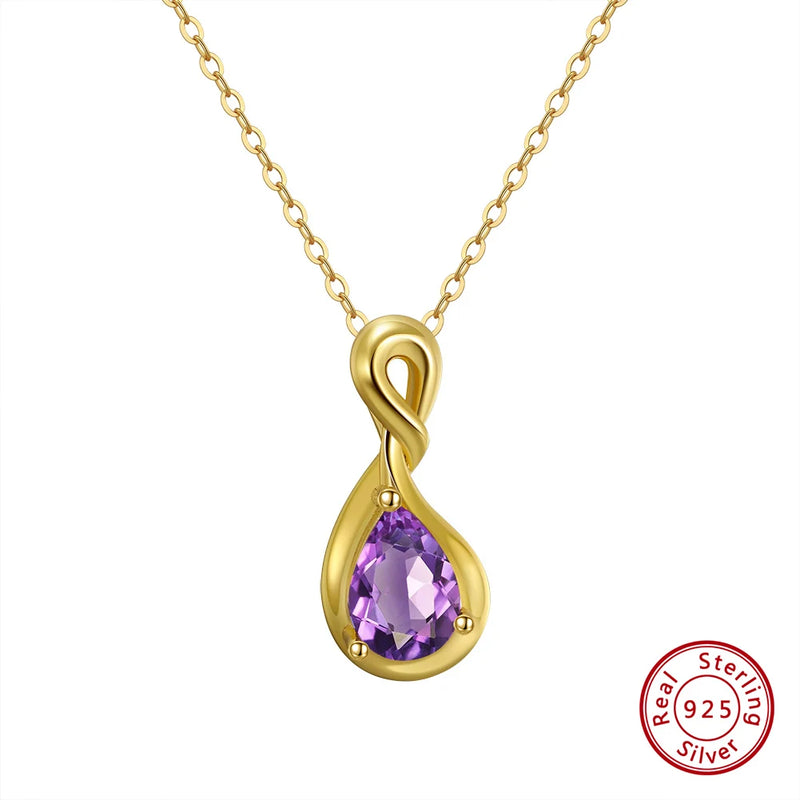 925 Silver Amethyst Citrine Garnet Pendant Necklace