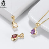 925 Silver Amethyst Citrine Garnet Pendant Necklace