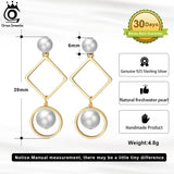 925 Silver Dangle Earrings w/ Freshwater Pearls Jewelry