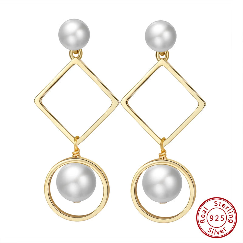 925 Silver Dangle Earrings w/ Freshwater Pearls Jewelry