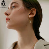 925 Silver Dangle Earrings w/ Freshwater Pearls Jewelry