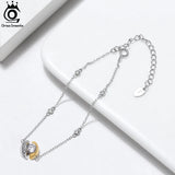 925 Silver Half Ball Bead CZ Chain Bracelet Adjustable EQB21