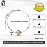 925 Silver Half Ball Bead CZ Chain Bracelet Adjustable EQB21