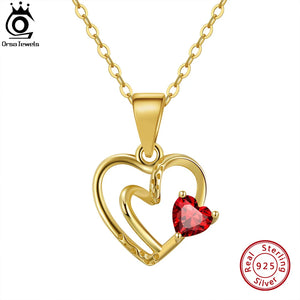 Sterling Silver Natural Gemstone Pendant Necklace Double Heart Jewelry