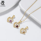 Sterling Silver Natural Gemstone Pendant Necklace Double Heart Jewelry