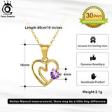 Sterling Silver Natural Gemstone Pendant Necklace Double Heart Jewelry