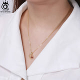 Sterling Silver Natural Gemstone Pendant Necklace Double Heart Jewelry