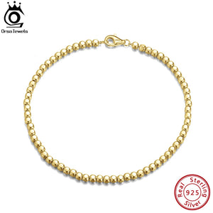 925 Silver Cube Bead Chain Bracelet for Women Men SB124