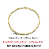 925 Silver Cube Bead Chain Bracelet for Women Men SB124