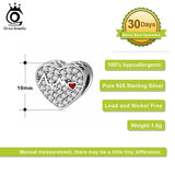 925 Silver Heart Bead CZ Charm for Bracelet DIY