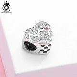 925 Silver Heart Bead CZ Charm for Bracelet DIY