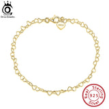 925 Sterling Silver Heart Chain Anklet Foot Bracelet for Women